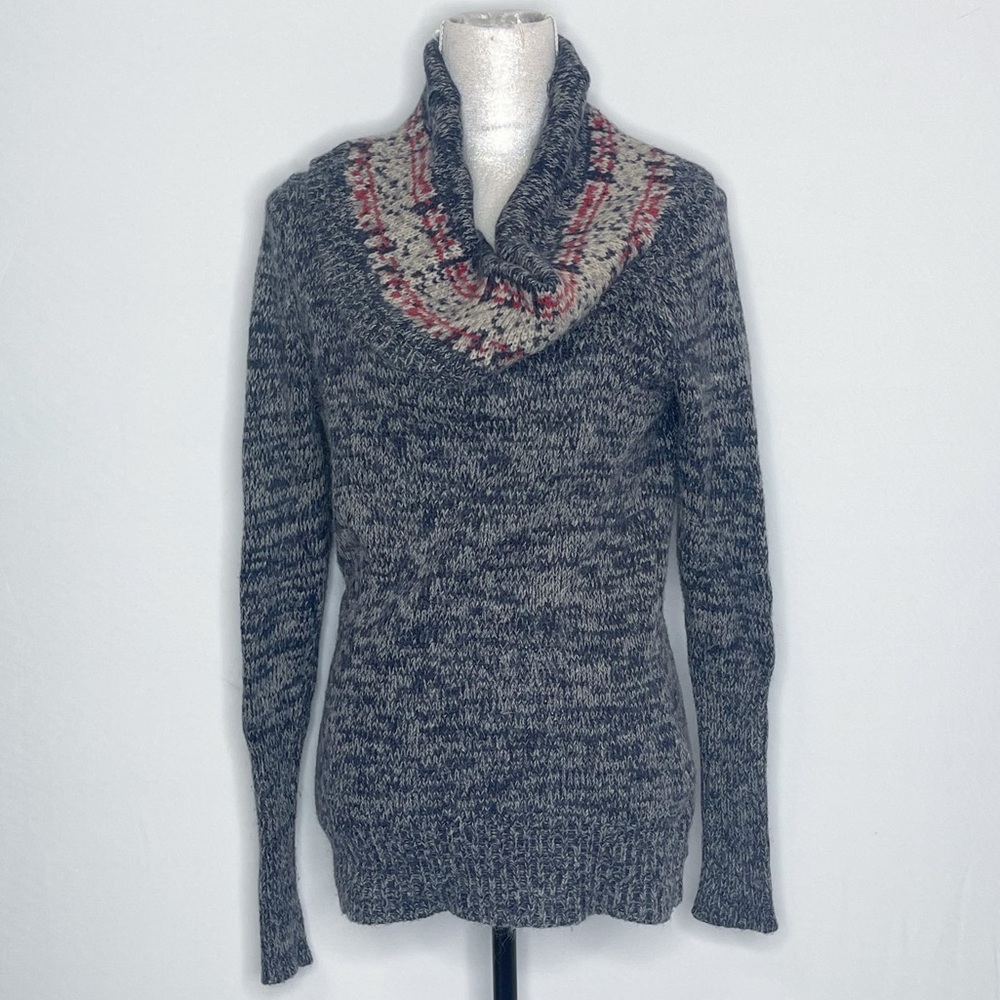 The Barn Fair Isle Cowl-Neck Sweater Wool Mohair Cashmere Blend Women’s Top